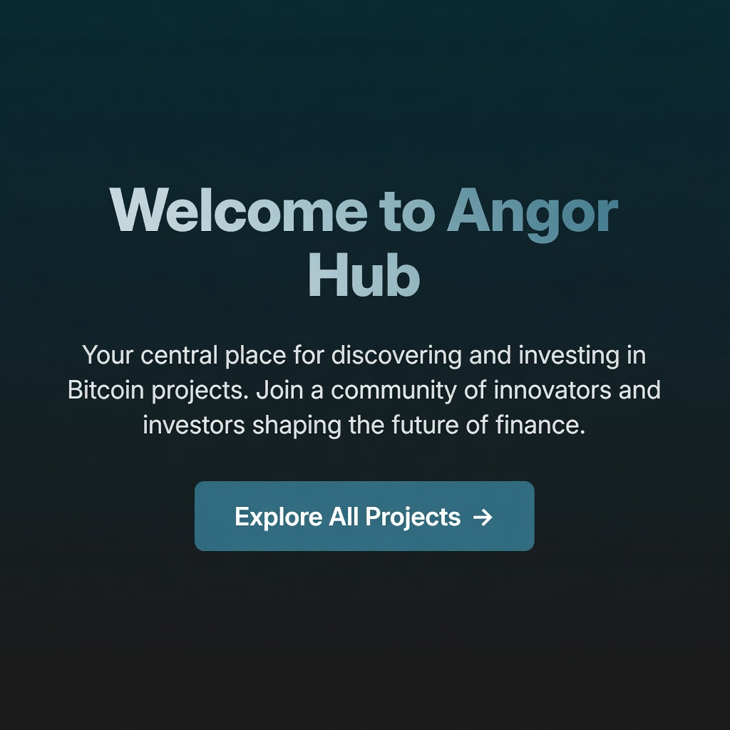 Angor Hub — a central place for discovering and investing in Bitcoin projects.